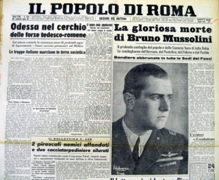 WW II Rome ITALY Fascist newspapers DEATH of BRUNO MUSSOLINI